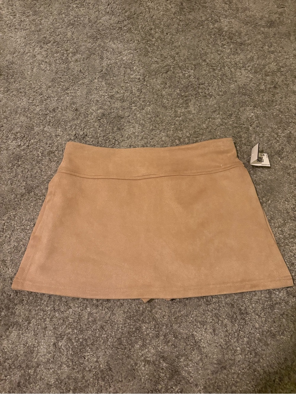 SHEIN Beige/Tan Suede A-Line Mini Skirt